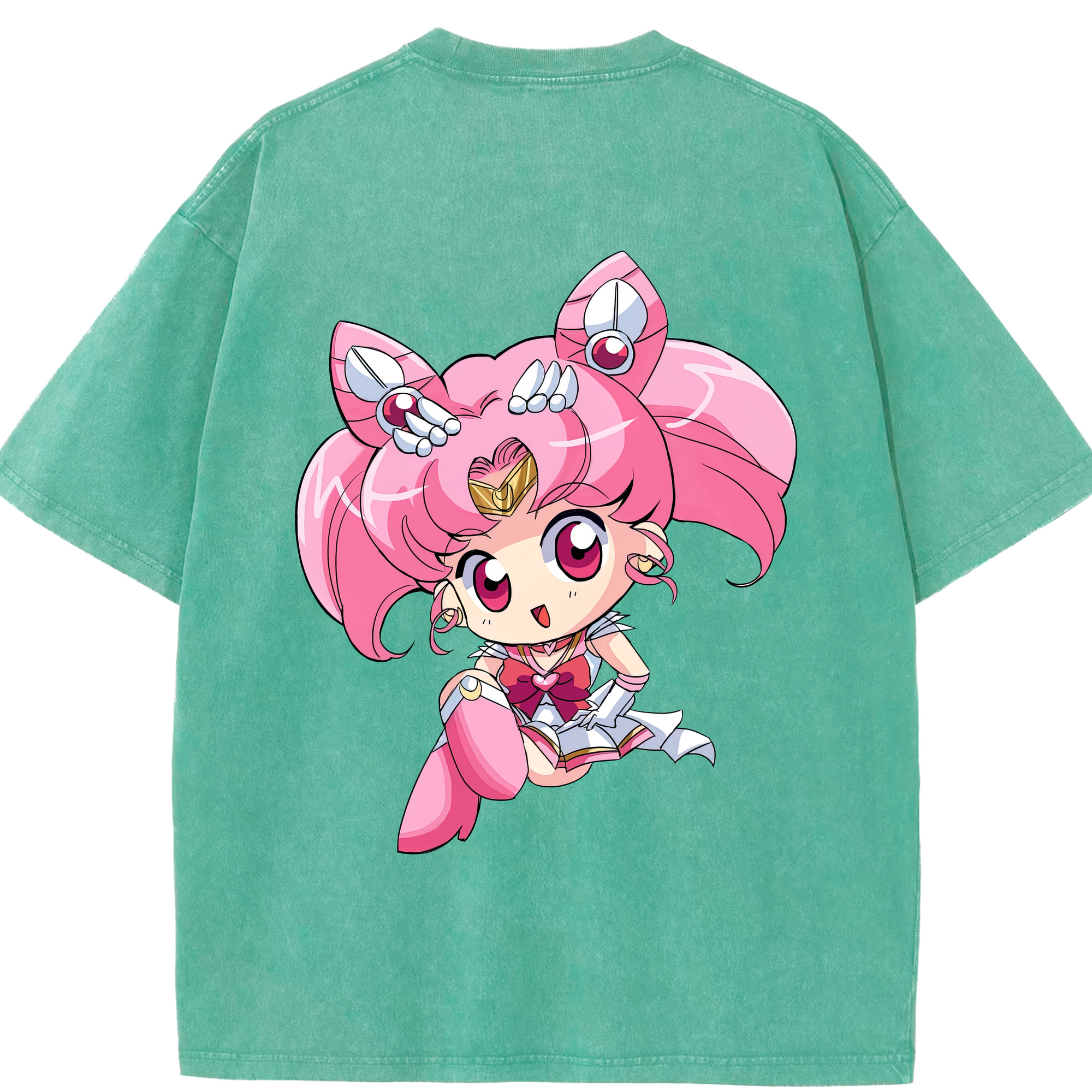 （画像用） 美少女戦士セーラームーン ちびうさ Sailor Moon Chibiusa Tsukino Usagi Small Lady Serenity 綿100% ヴィンテージ風 半袖Tシャツ（背面プリント）